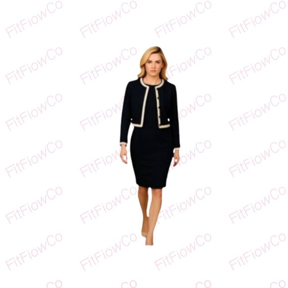 Lauren Ralph Lauren Jackets & Blazers - Lauren Ralph Lauren Petite Navy Cropped Jacket with Ivory Trim P/S